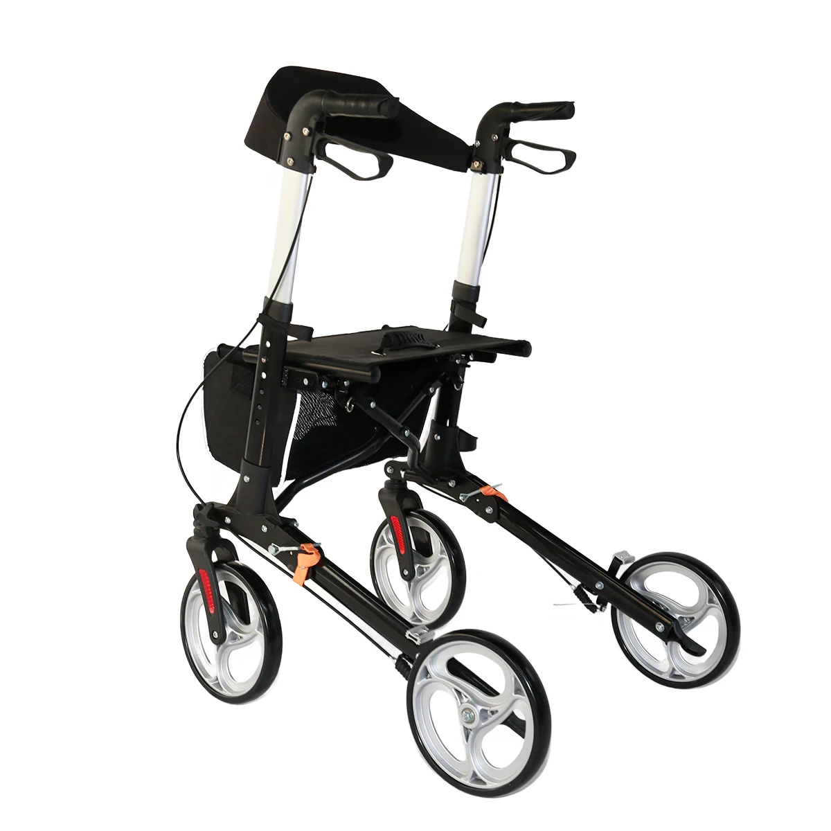 Double Folding Aluminum Walker, Lightweight Medical Walking Aid for Elderly, Compact Storage for Home Care OEM ODM Factory