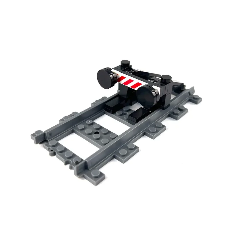 MOC – piste de Train urbaine, bâtiment créatif, modèle de scène, croix de Train, zones tampon et garde-corps, blocs de jeu pour jouets pour enfants