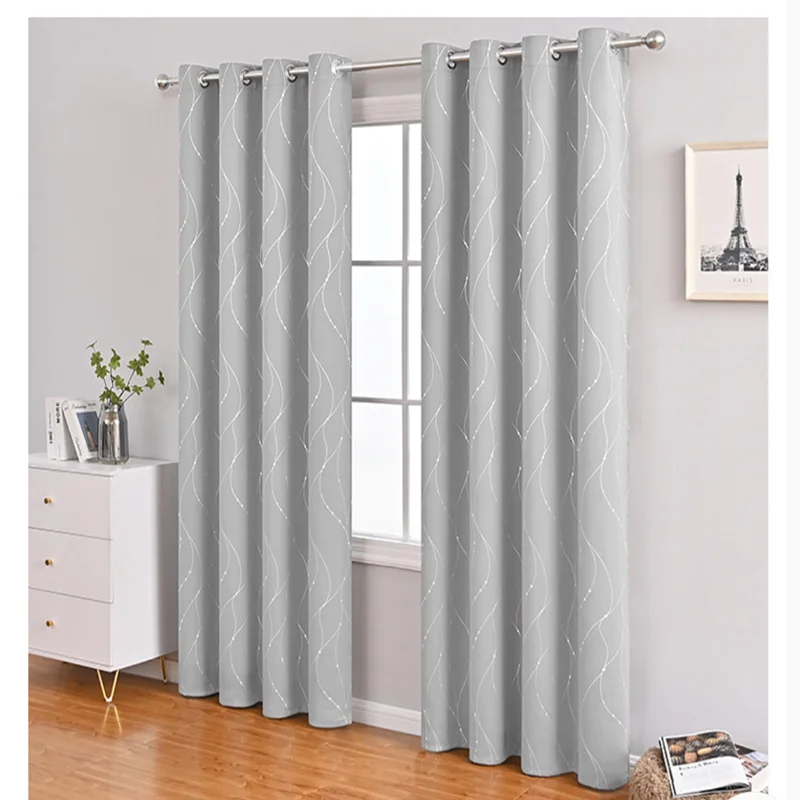 

Luxury Home Decoration Living Room Curtains Window Treatments Designer Gray Curtain High blackout stripe For Kitchen Bedroom