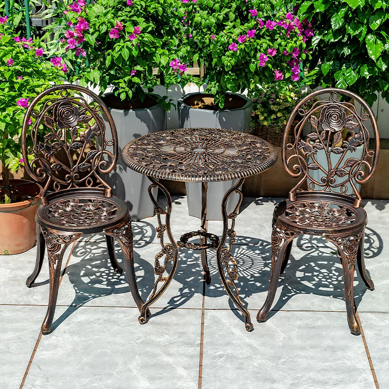 Garden Furniture Sets Balcony 3PCS Set Cast Aluminum  Outdoor Patio Furniture Leisure Iron Courtyard Garden Coffee Table