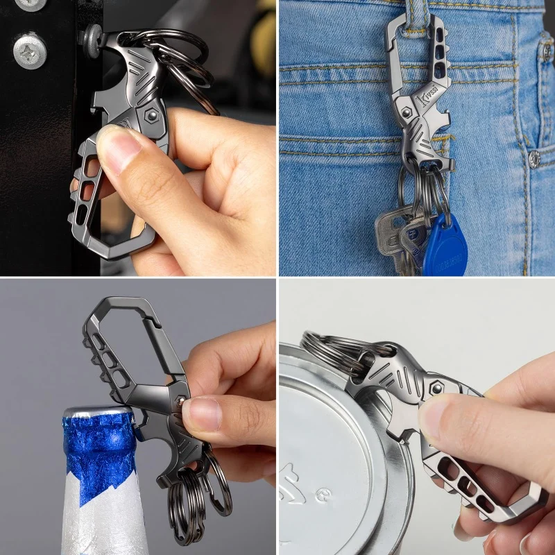 RapDuty-Porte-clés en métal pour hommes, clip mousqueton, porte-clés de voiture, ouvre-bouteille, porte-clés familial, porte-clés à la mode, 3 porte-clés, adapté aux hommes