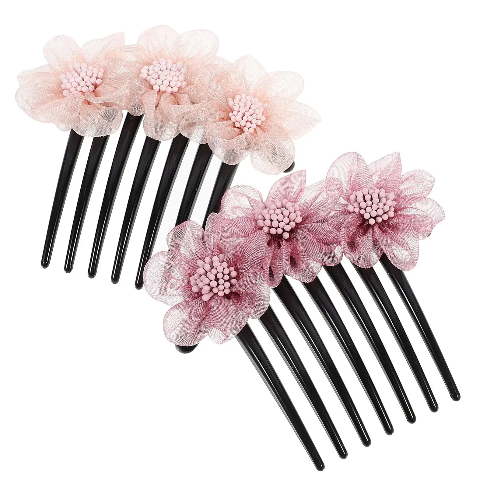 

2Pcs Bridal Hair Comb Fabric Insert Flower Decorative Elegant Accessories Wedding Bride Hairpin Gentle Comfortable