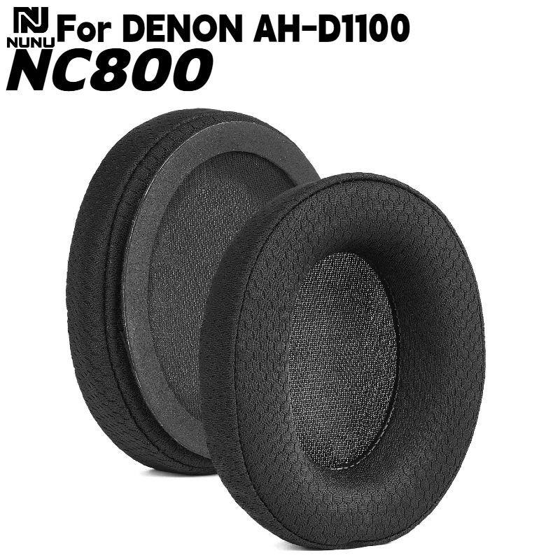 

NUNU Replacement Breathable football mesh/leather Ear Pads For DENON AH-D1100 NC800 Headset Earmuffs repair parts