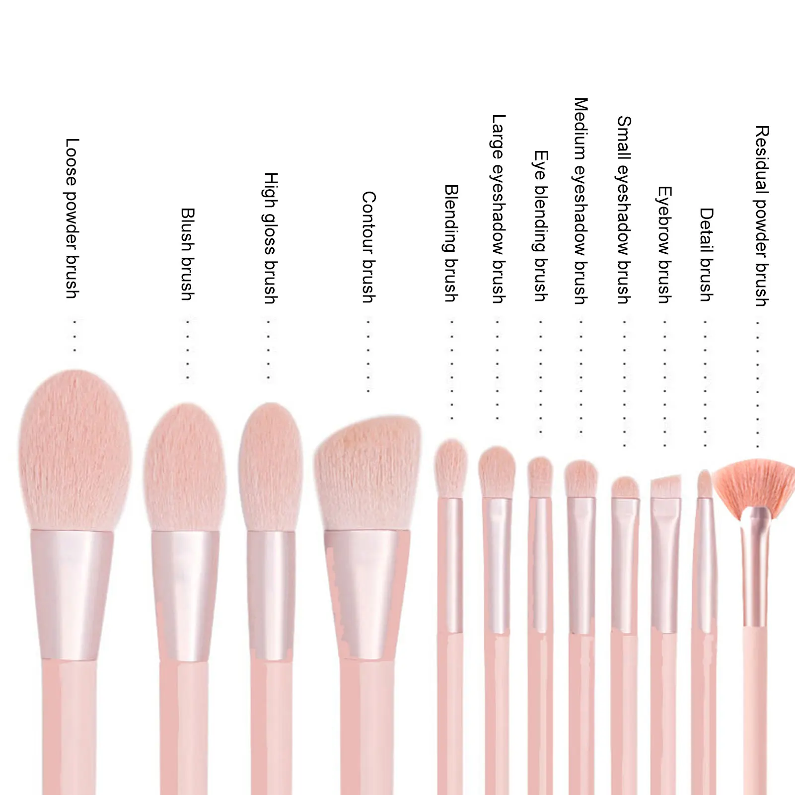 12pcs Soft Fiber Hair Loose Powder Blush Eyebrow Eyeshadow Brush For Makeup Artist Makeup Brush Set