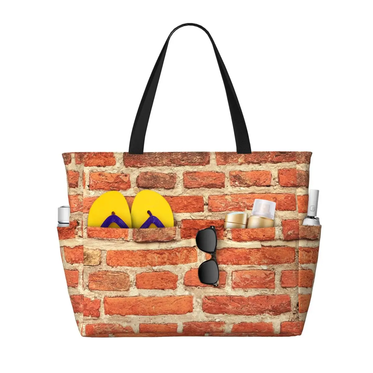 

Пляжная большая сумка с красной кирпичной стеной, спортивная сумка для занятий йогой, большая большая сумка, женская дорожная сумка, сумка для фитнеса