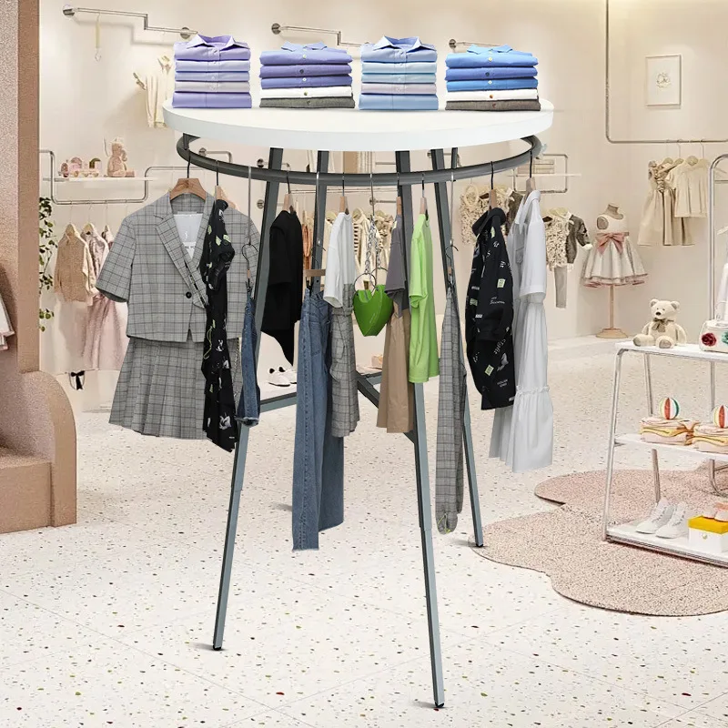 

Wrought iron round Nakajima clothing store display rack floor-to-ceiling women's clothing pants middle simple window