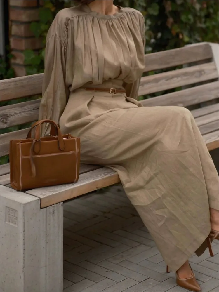 

Elegant Solid Set For Women Fashion Long Sleeve O Neck Tops+High Waist Skirt 2 Piece Sets Lady Office Holiday Women's Clothing