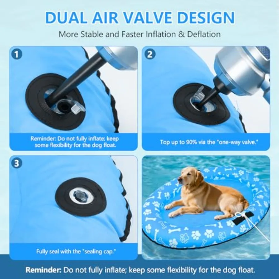 59'' x 39'' opblaasbare hondenzwembadvlotter met touw - scheurbestendig osmateriaal blauwe kleur stabiele ondersteuning voor klein, middelgroot, groot D