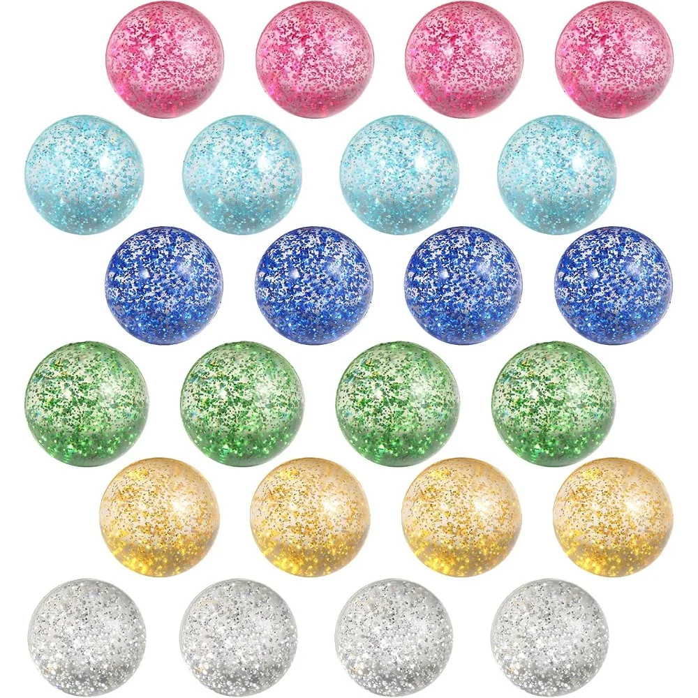 

24pcs Glitter Bouncy Balls, 32mm 6 Colors, Kids Party Favors & Goodie Bag Fillers, Pinata Stuffers, Classroom Prizes, Pe