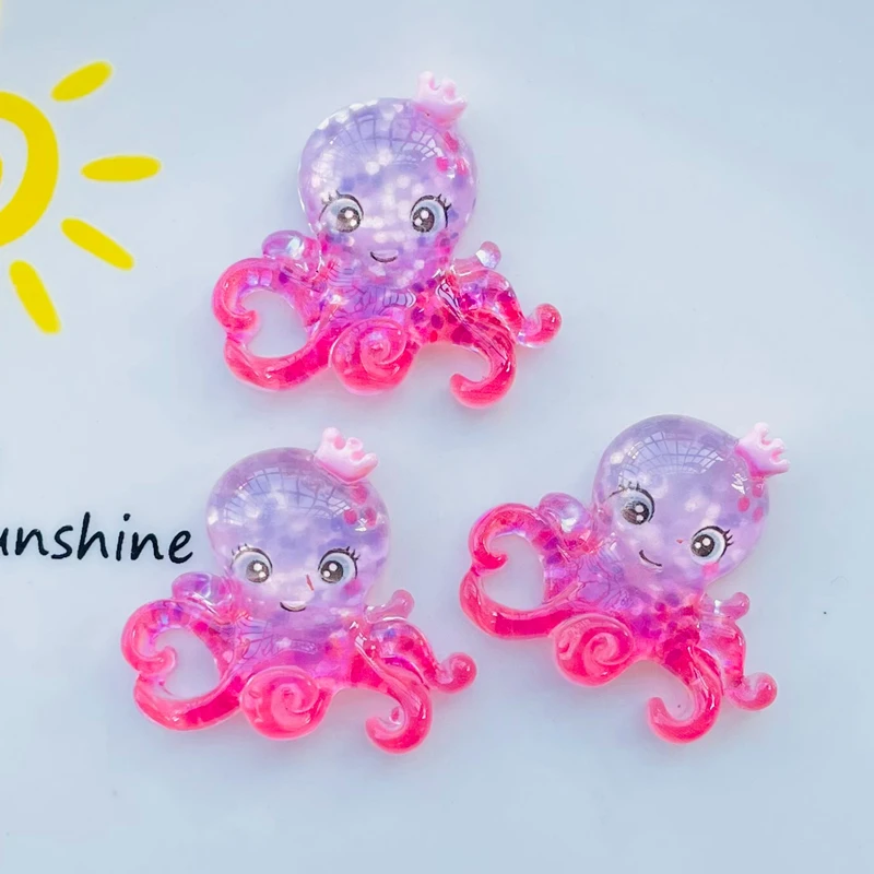 10 Pcs New Cute Shiny Cartoon Animal Mermaid Flat Back Resin Scrapbooking DIY Jewelry Earwear Craft Decoration Accessories A75