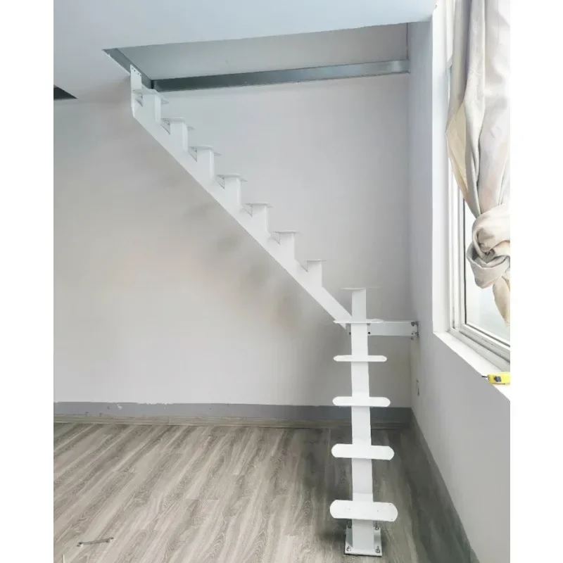 Customized indoor steel and wood rotating finished staircase loft keel duplex villa integral staircase household solid wood trea