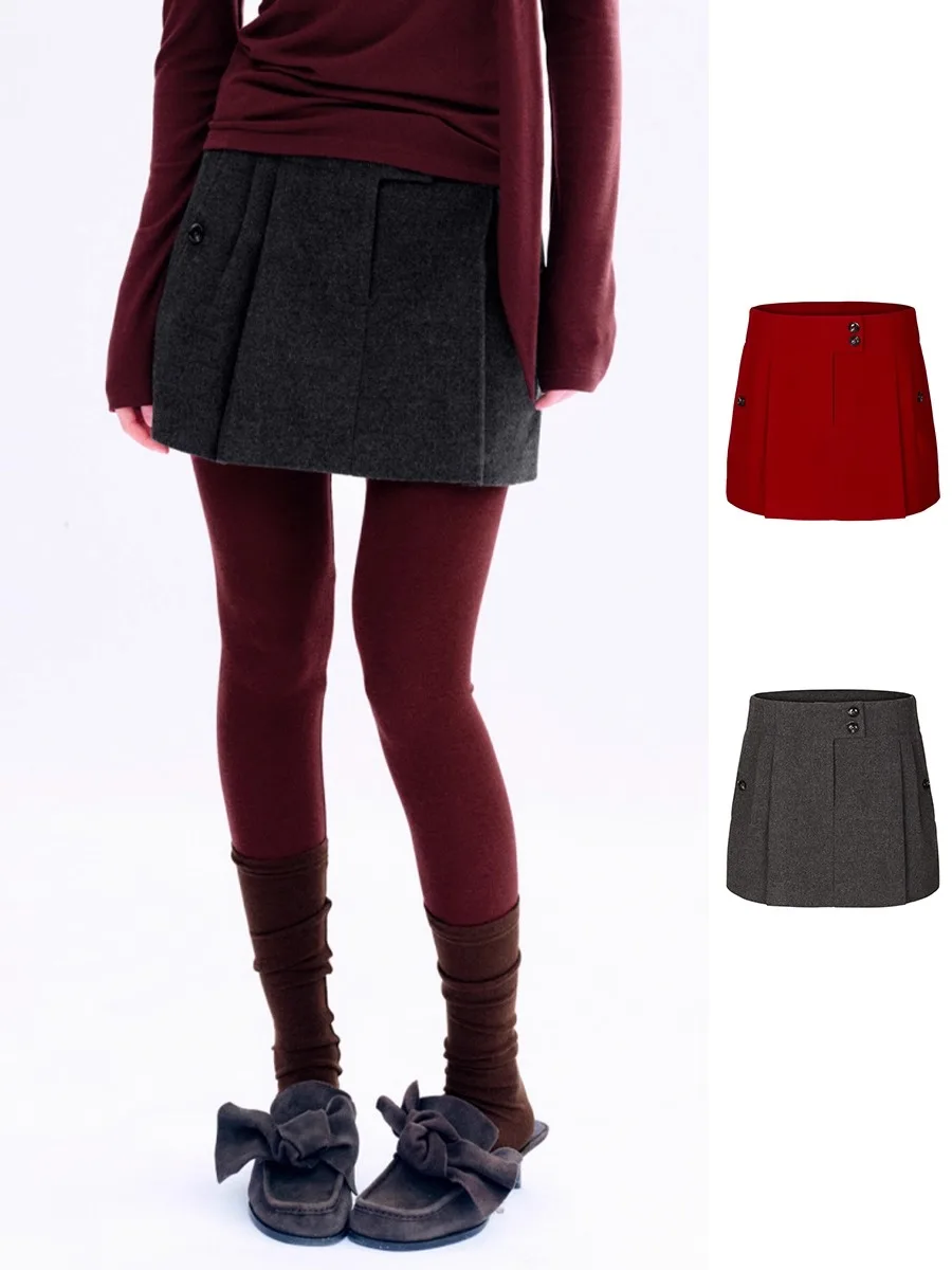 

UHOOWU Новая зимняя шерстяная юбка А-силуэта с завышенной талией для повседневной носки для женщин, магазин BuyHand