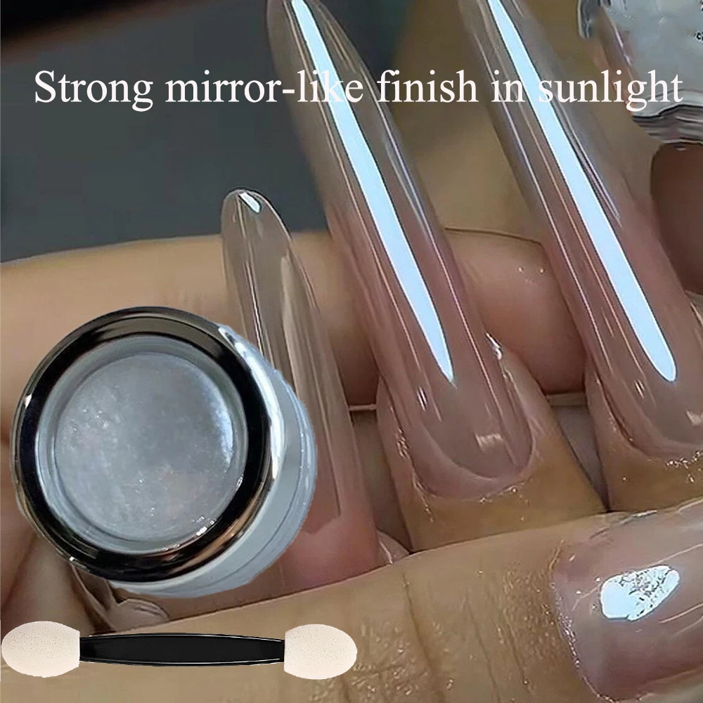 Y2K Sommer Sonnenlicht Hochtransparentes Nagel-Chrompulver Spiegelglanz Perlweiß Nagel-Reibepulver DIY Maniküre-Staub – Detail 2