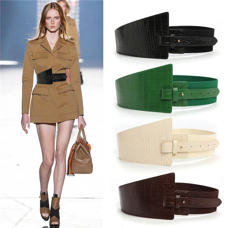 

New Fashion Belts for Women PU Leather Gold Square Pin Buckle Cummerbunds HOT Body Corset Cummerbund Female Wide Soft Waistbands