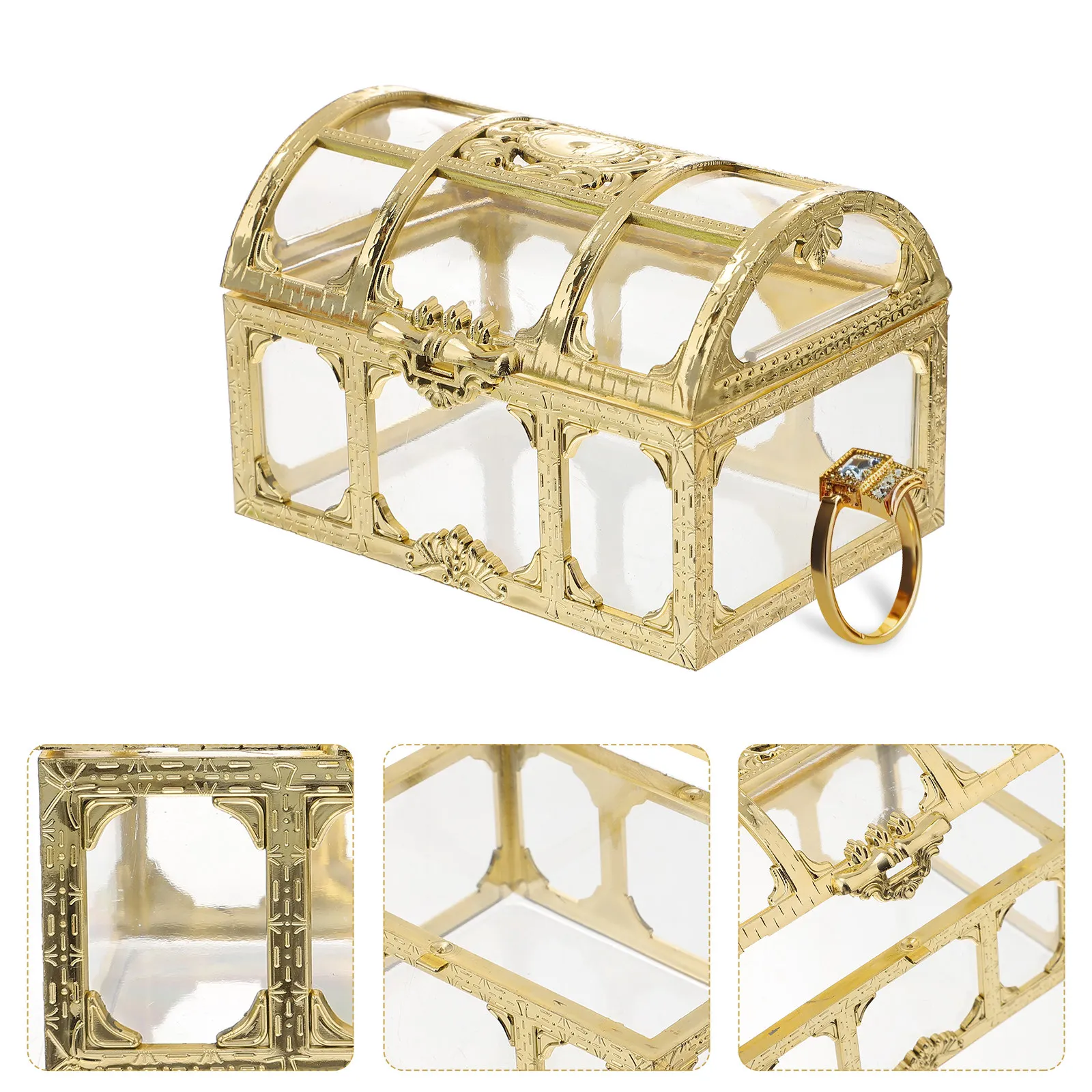 

2 Pcs Transparent Keepsake Trinket Pirate Treasure Chest Mini Decorative