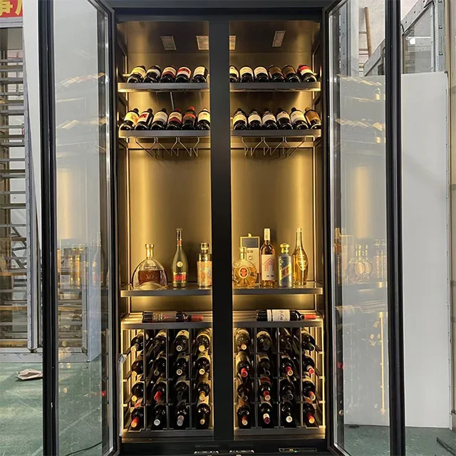 

Luxury Stainless Steel Wine Cabinet with Thermostat Red Wine Storage Furniture for Home and Dining for Bars and Restaurants