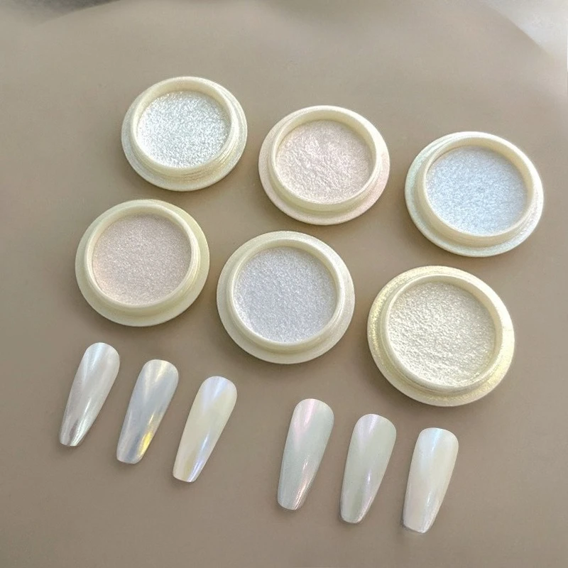 진주빛 화이트 매직 미러 파우더 글리터 파우더 문라이트 오로라 네일 쉬머링 파우더 네일 아트 장식 매니큐어 도구