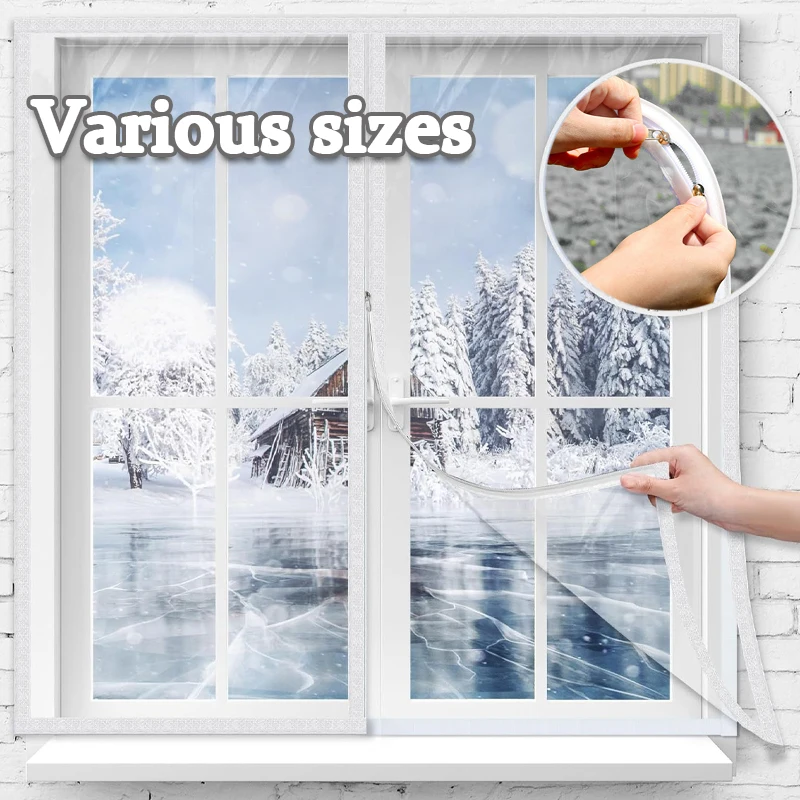 غطاء نافذة سميك مقاوم للرياح، غطاء عازل شفاف قابل للتعديل لأبواب فتحة التهوية العلية، حل دفء الشتاء للمنزل بالكامل