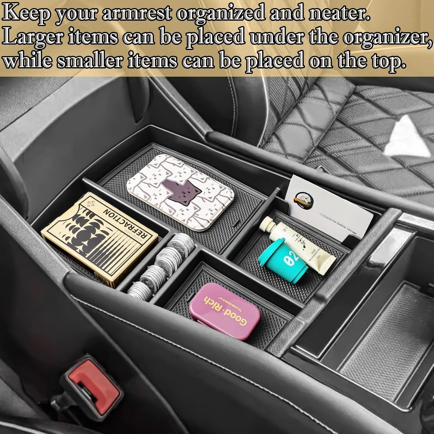 

Kptidy Center Console Insert Tray for Volkswagen Atlas & Cross Sport 2024 2025 Accessories Console Organizer Armrest Storage Box