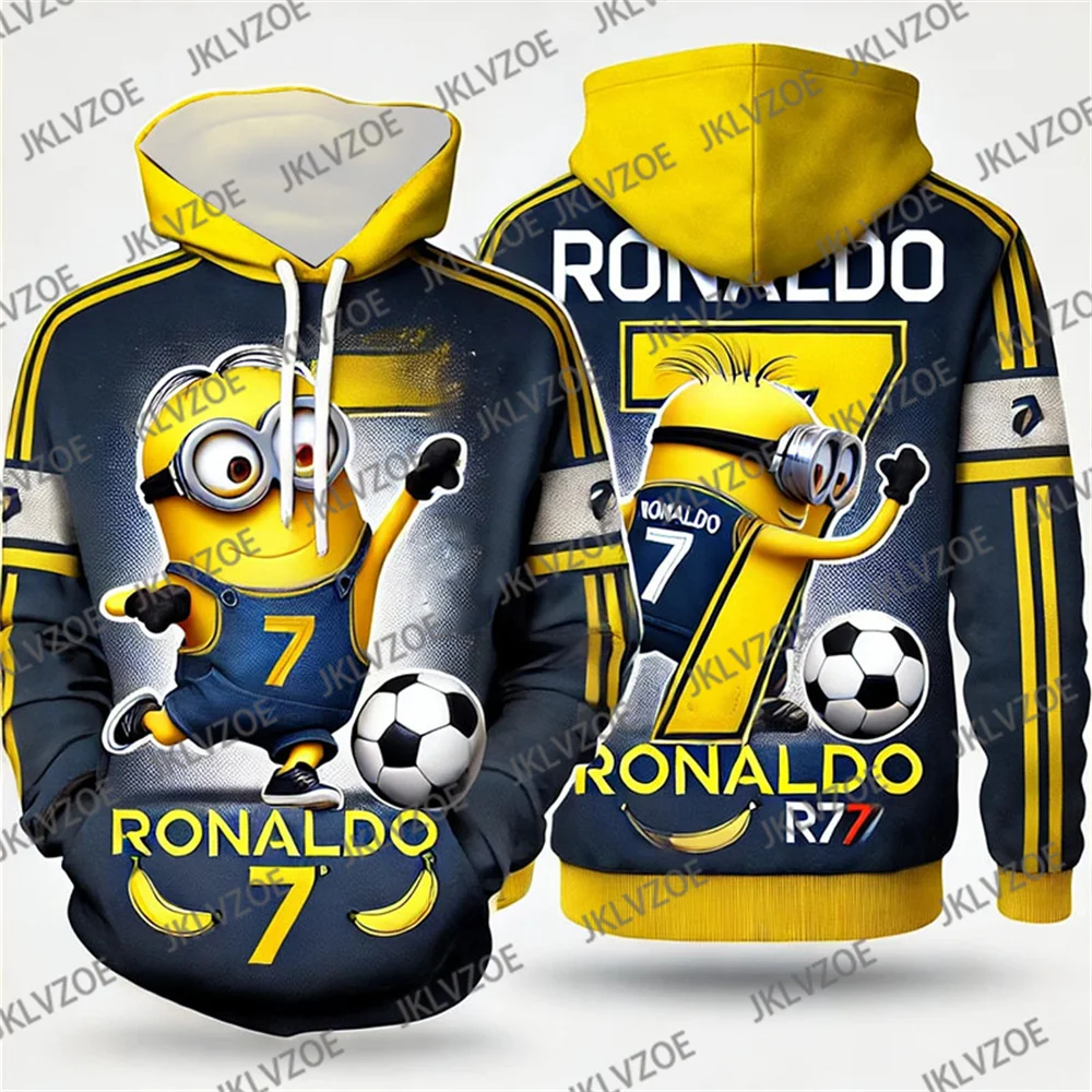 24/25 MINISO Minions Hoodies Fashion Ronaldo No.7 3D Print Hoodie Men Women Oversized Casual Sport Pullovers Hoodies Streetwear