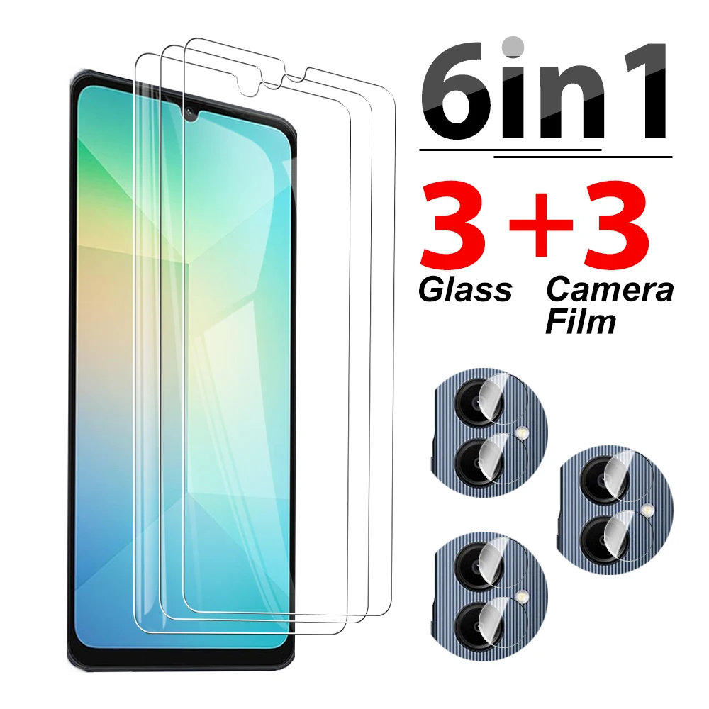 6in1 For Samsung Galaxy A06 Tempered Glass on SamsungA06 GalaxyA06 A 06 06A glass HD screen protector camera film SM-A065M 6.7