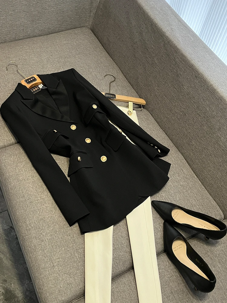 

Ele Single-Button Profional Coat Versatile Slimming Mid-Length Women's Suit Casual Straight-Size YK34