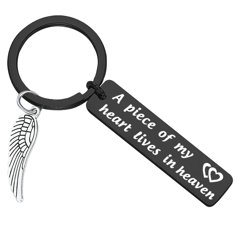 Hot  Memorial Keychain Pendant A Piece of My Heart Lives in Heaven Sympathy Gift Key Chains Loss of Loved One