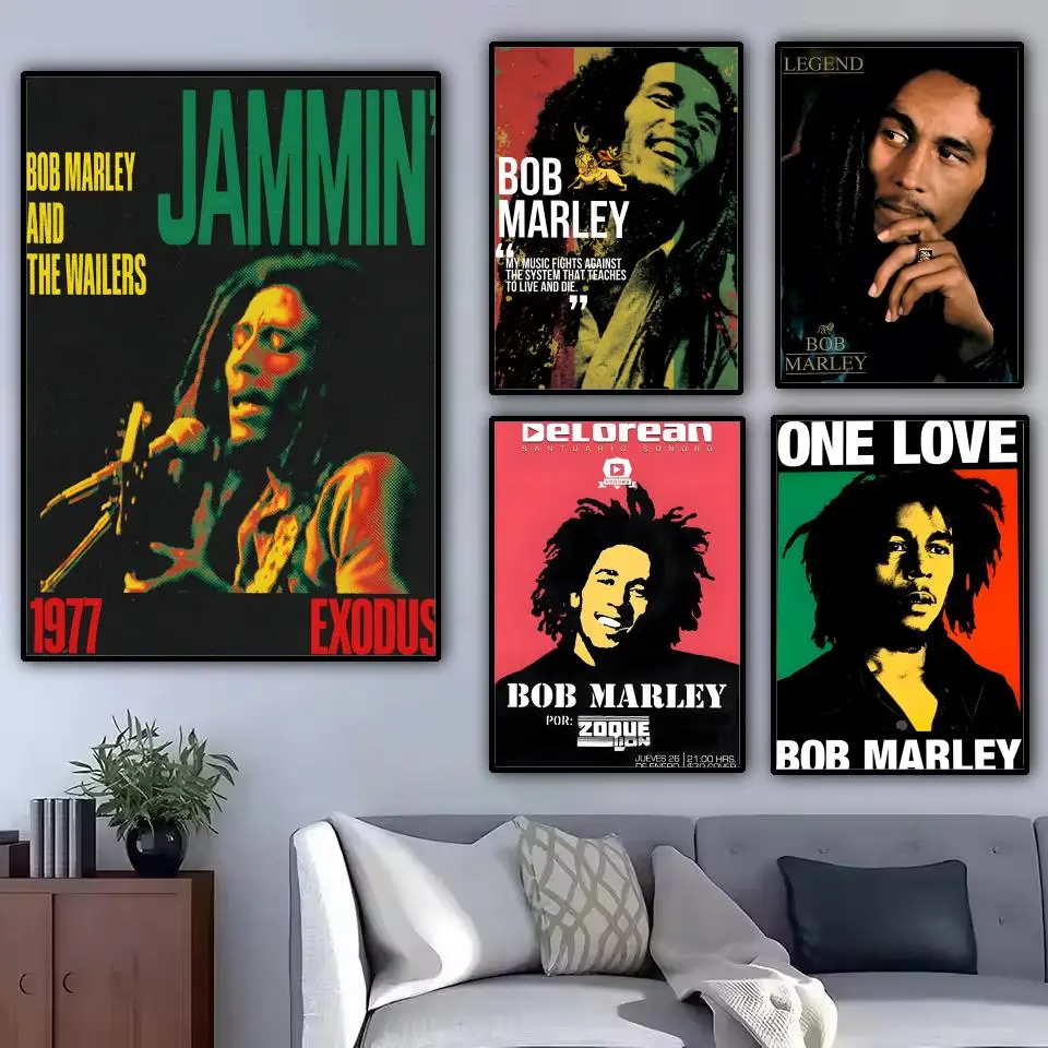 Bob Marley Reggae Singer Painting Calligraphy Canvas Poster: Crease Free Waterproof Durable All Space Wall Decor