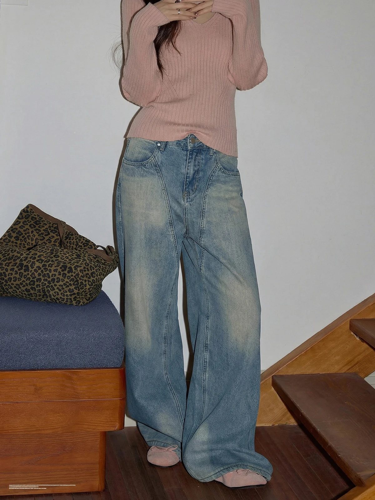 

Джинсы с высокой талией и широкими штанинами, женские свободные джинсы прямого кроя, универсальные джинсовые брюки в корейском стиле, весенний сезон