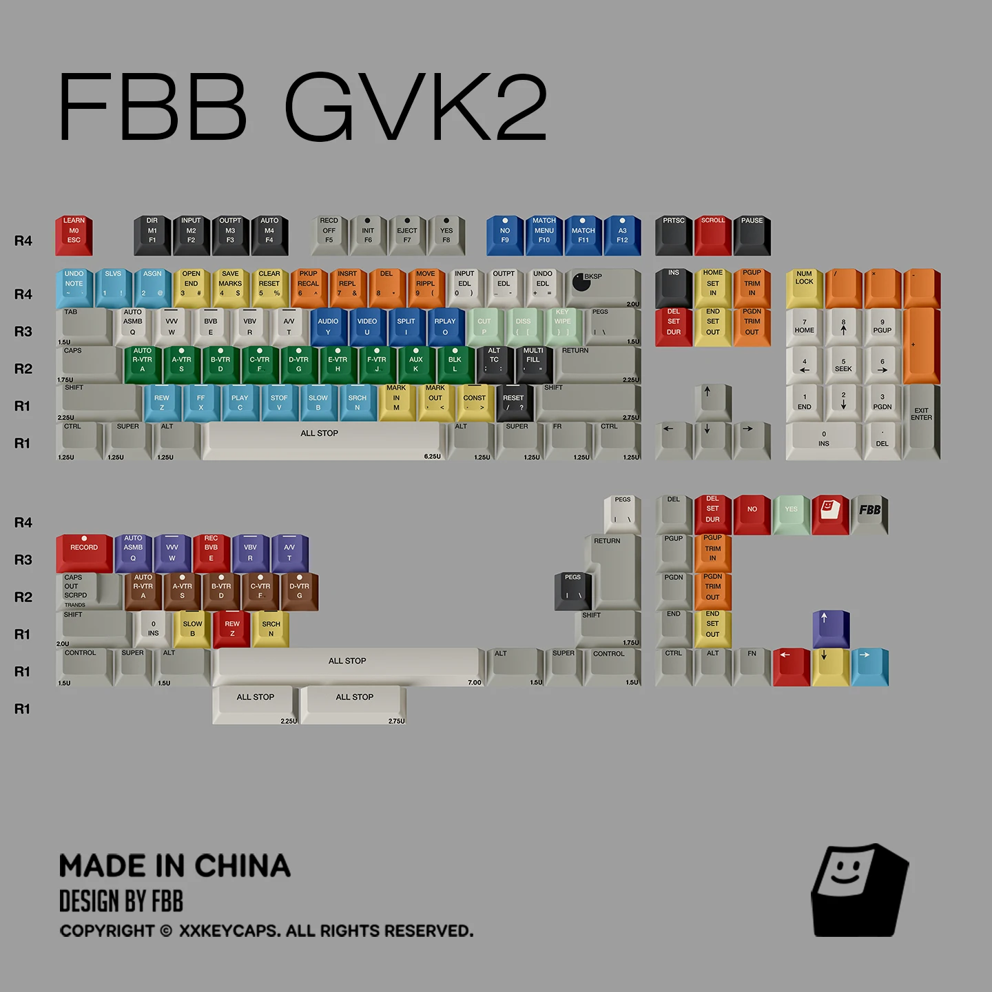 FBB Keycaps GVK2 Retro Style Hot Sublimation For Cherry Profile Mechanical Keyboard Keycaps 60%, 75%, 80%, 96%, 100% Layout