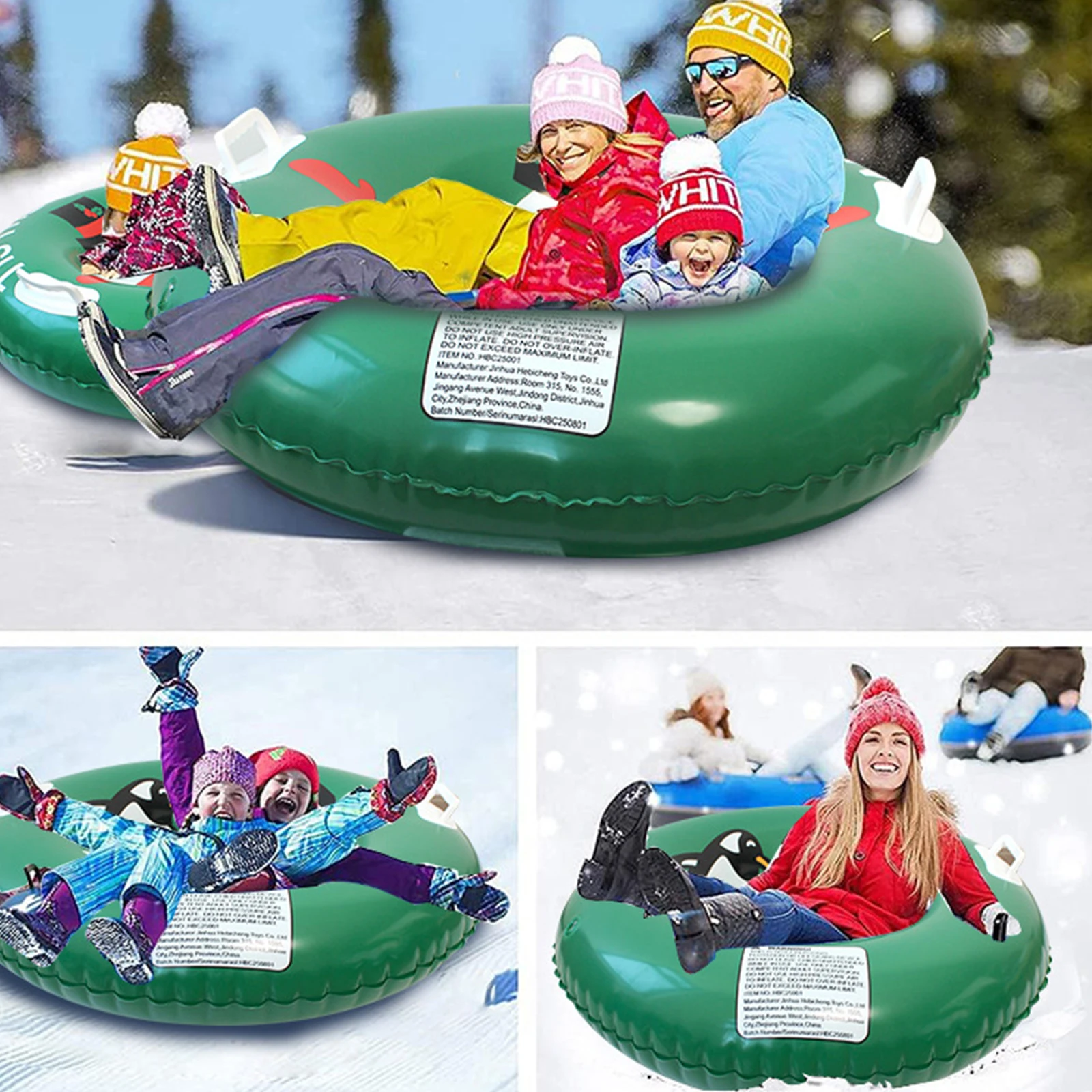 

Inflatable Snow Sled PVC Thickened Ski Ring with Handles Ski Board Large Capacity Durable Snow Ring Winter Snow Sledding Tool