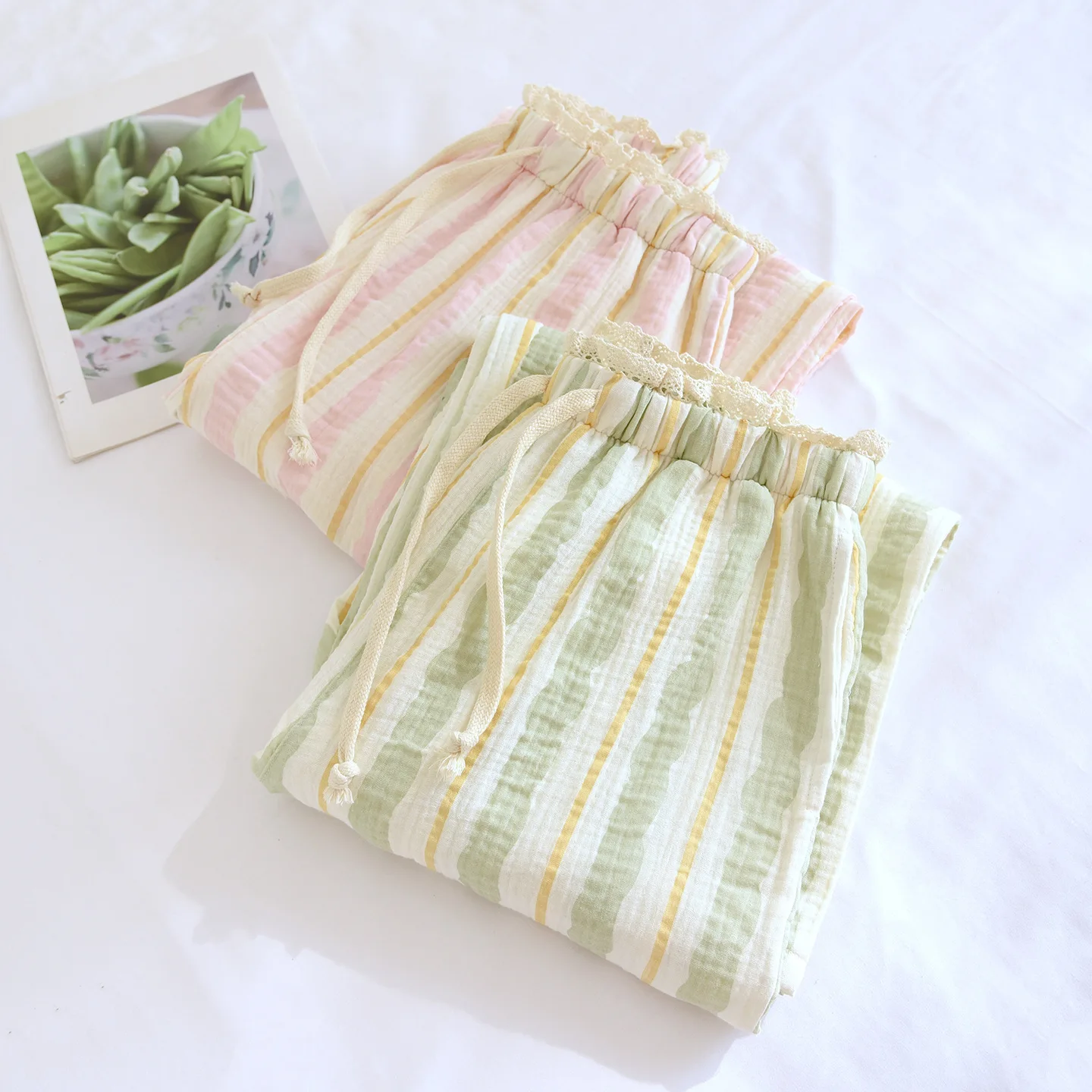 

Sleeping Pants Woman Sleepwear Pyjama Bottoms Home Pants Night Clothing Gauze Cotton Pajamas Trousers Clothes For Sleep