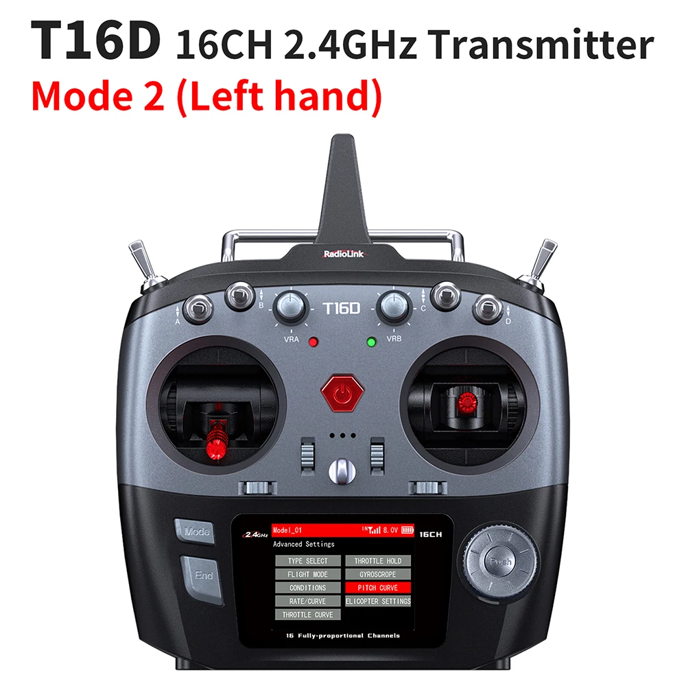 RadioLink T16D 16 Channels RC Transmitter 2.4GHz with R16F Receiver for RC Car Boat Drone