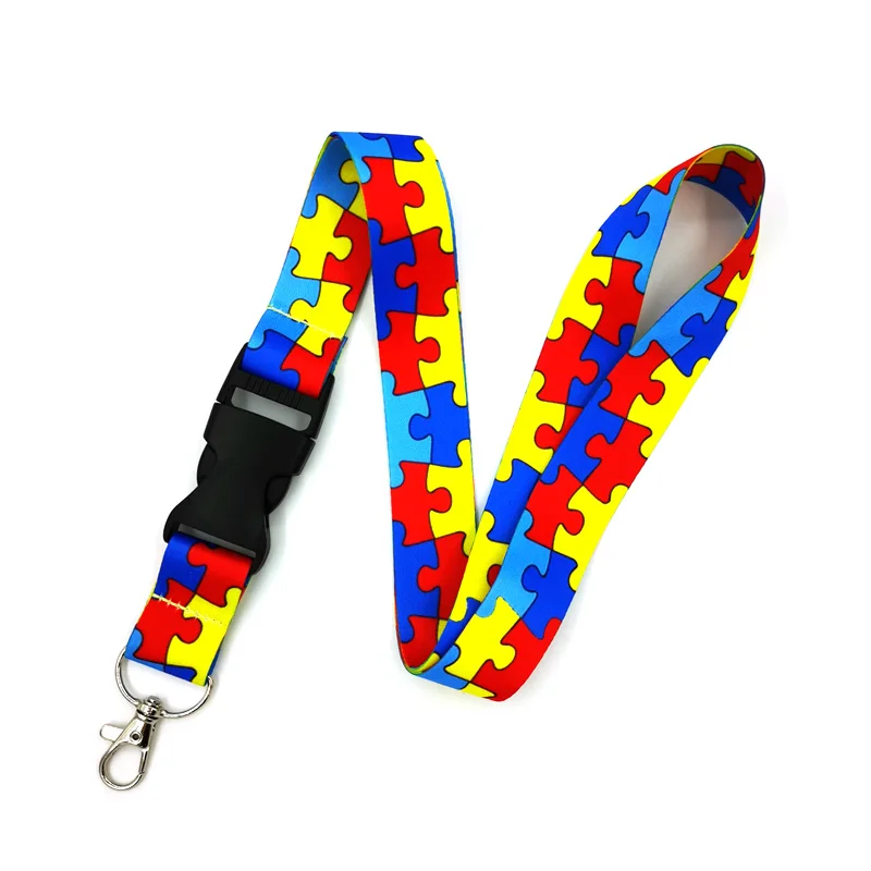 Autism Pattern Anime Lanyard Badge Holder ID Card Lanyards Mobile Phone Rope Key Lanyard Neck Straps Keychain Key Ring