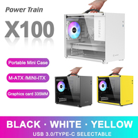 X-GAMERX X100 Portable Handheld Case Mini-ITX/MATX Motherboard USB3.0 Type-C Desktop Mini Game Chassis ATX Power Supply