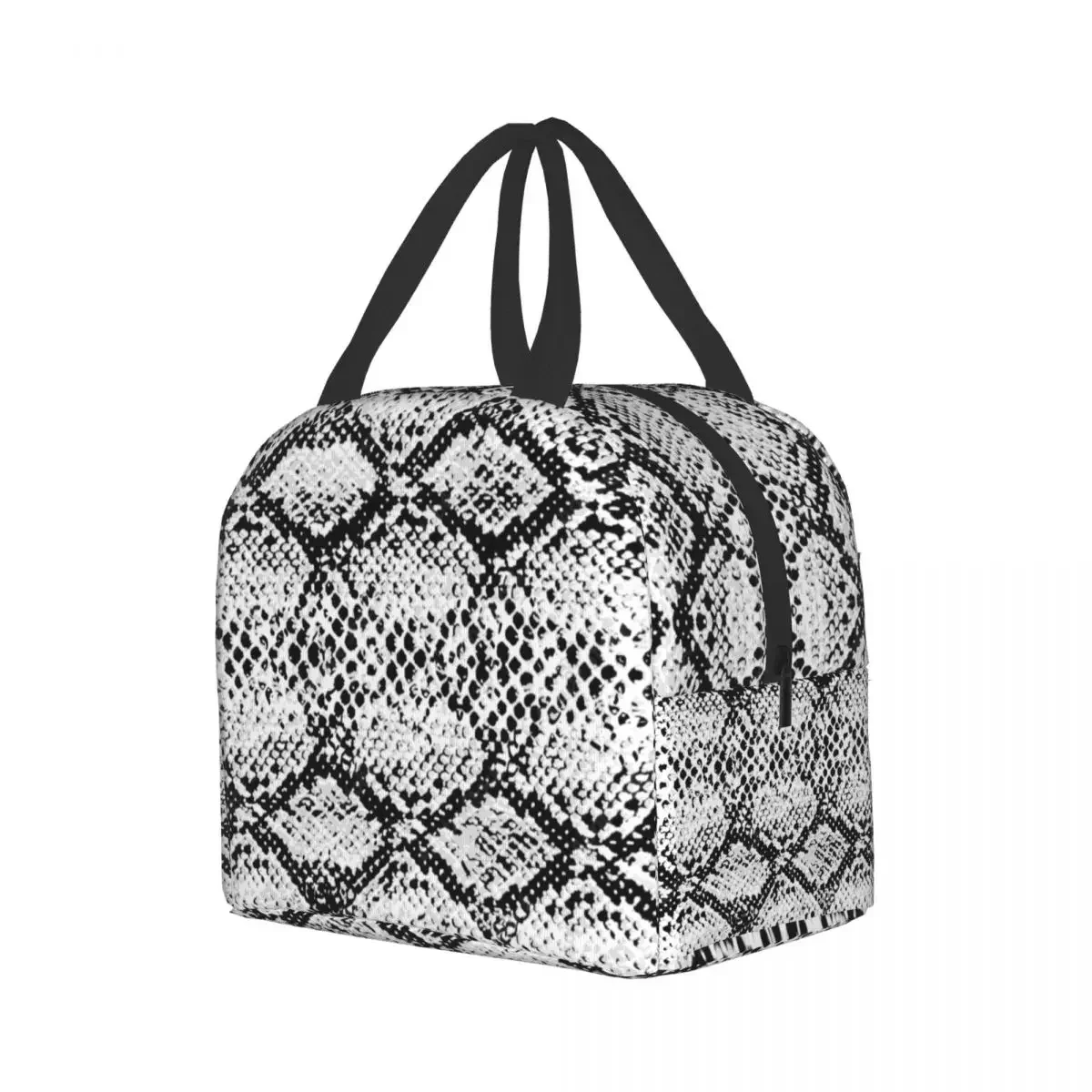 Snake Skin Texture Insulated Lunch Bags for Women Snakeskin Print Portable Cooler Thermal Food Lunch Box School Travel Picnic