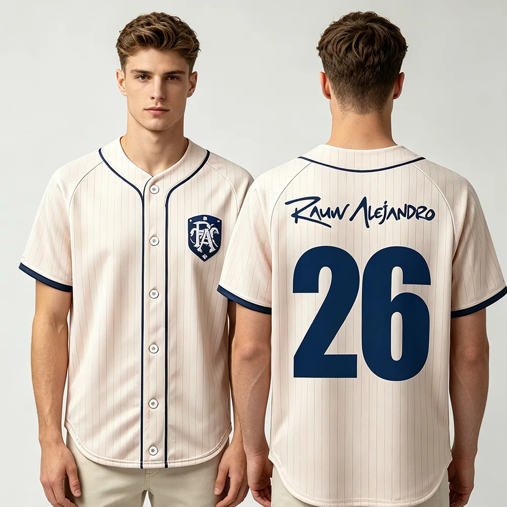 Rauw Alejandro Baseball Jersey 3D FULL Pint Button‑Up Short Sleeve 26 Number Print Unisex Music Fan Merch Loose Baseball Tops