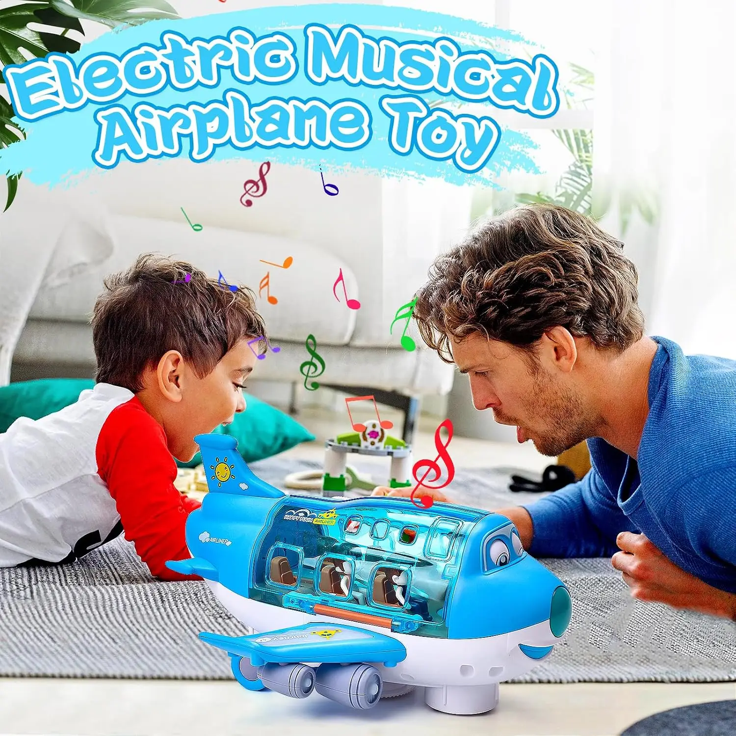 Airplane Toy for Toddlers Electric Plane Boys Girls 360° Rotating Aeroplane Vehicles Light Music Stunt Aircraft Model Gift Kids