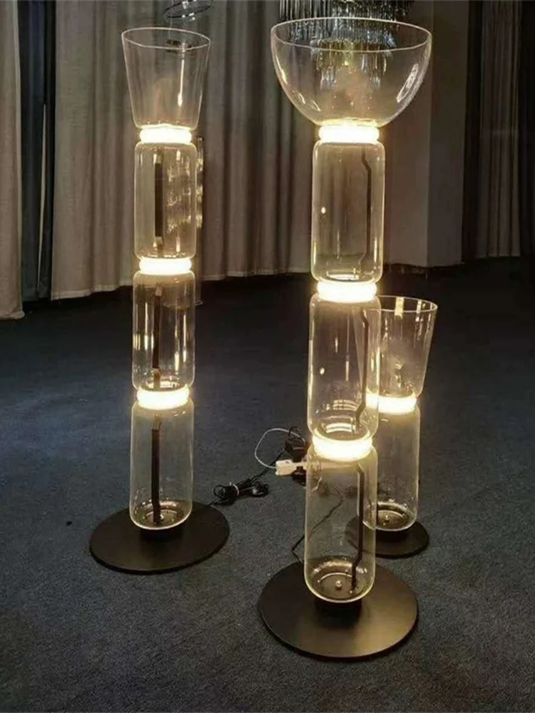 

Italy Design Nordic Bright LED Floor Lights Indoor Living Room Bedroom Decor Stand Lighting Modern Heavy Glass Floor Lamps
