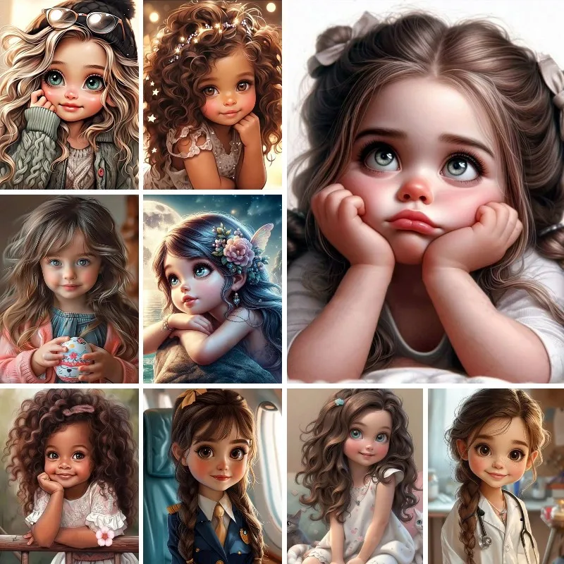 Diamond Painting Anime Girl, Diamond Art Cross Stitch Kit, Complete Set for Adult Kids Wall Art Decor, Pintura Diamante