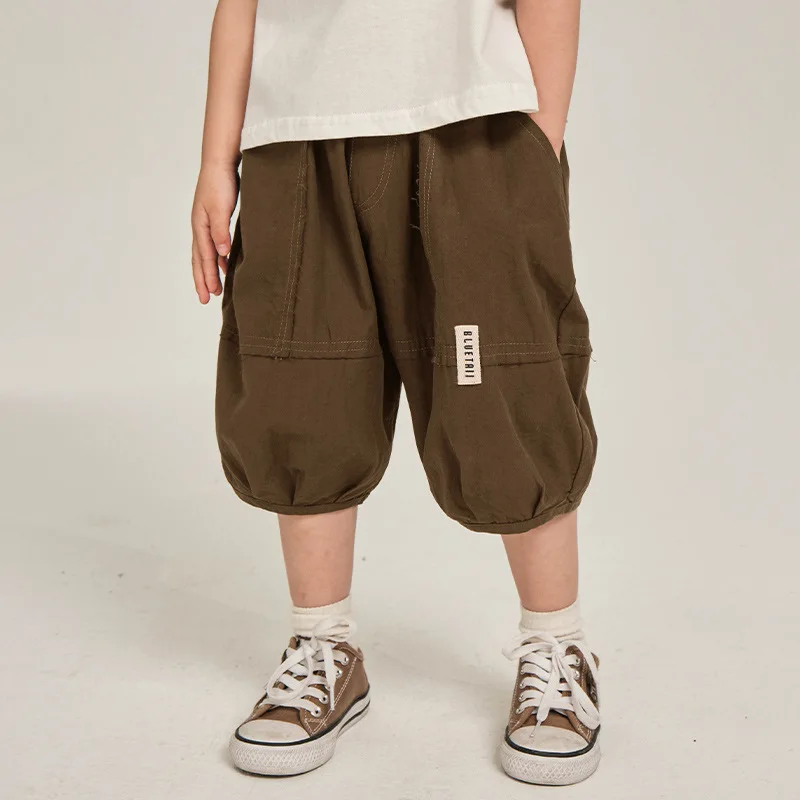 Baby Boy Pants Children Boys Summer Children Korean Cropped Pant Children Splicing Casual Pants Thin Fashion Comfort Pants