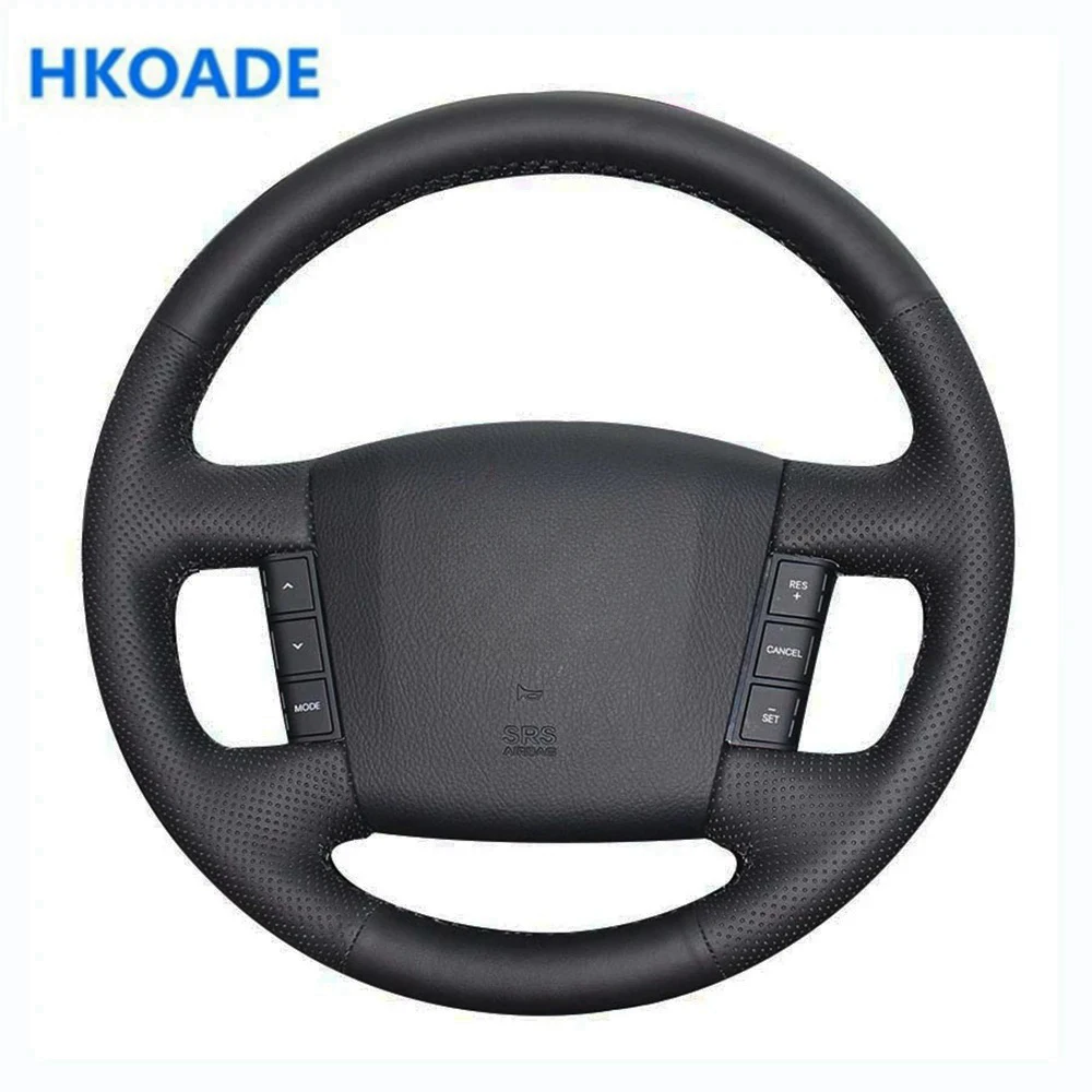 DIY Hand-stitched Black Comfortable Artificial Leather Car Accessories Steering Wheel Cover For Kia Mohave Borrego 2008