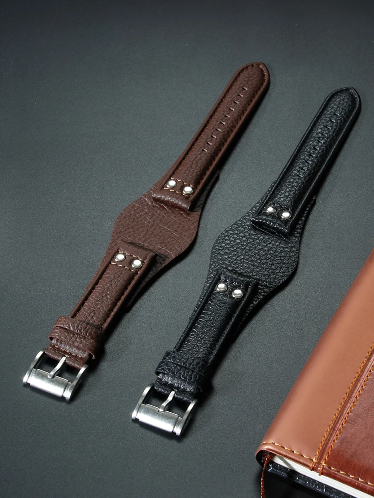 22mm Watchband Anti-Allergy for Fossil Ch2564ch2565ch2891ch3051 Litchi Pattern Wear-Resistant Needle Buckle Watch Strap