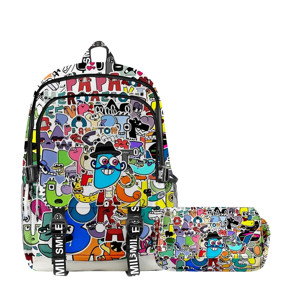 Two -piece Alphabet Lore Letters, Legendary Schoolbag Backpack Backpack Two -tiered  Pen Bag Children's Toys Gifts