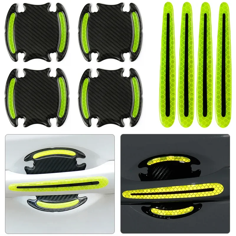 Car Door Reflective Stickers Anti-scratch Safty Warning Stickers Auto Handle Protection Film Exterior Styling Car Accessories
