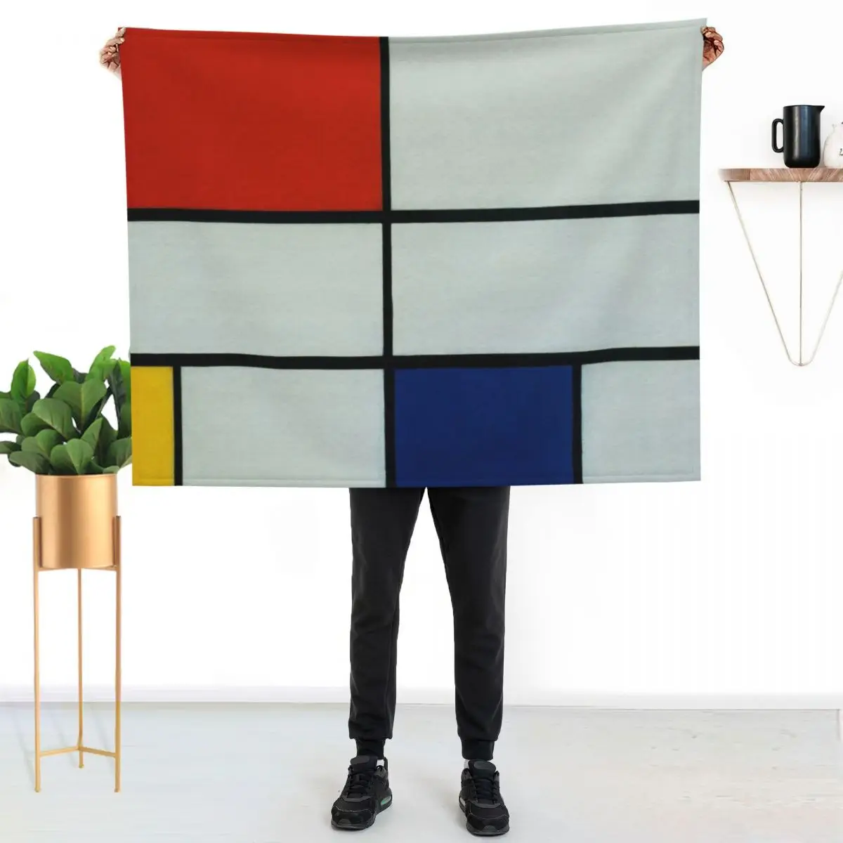 Composition C (No. III) with Red, Yellow and Blue, 1935. Throw Blanket Tourist Thermal Hairy Comforter manga Blankets