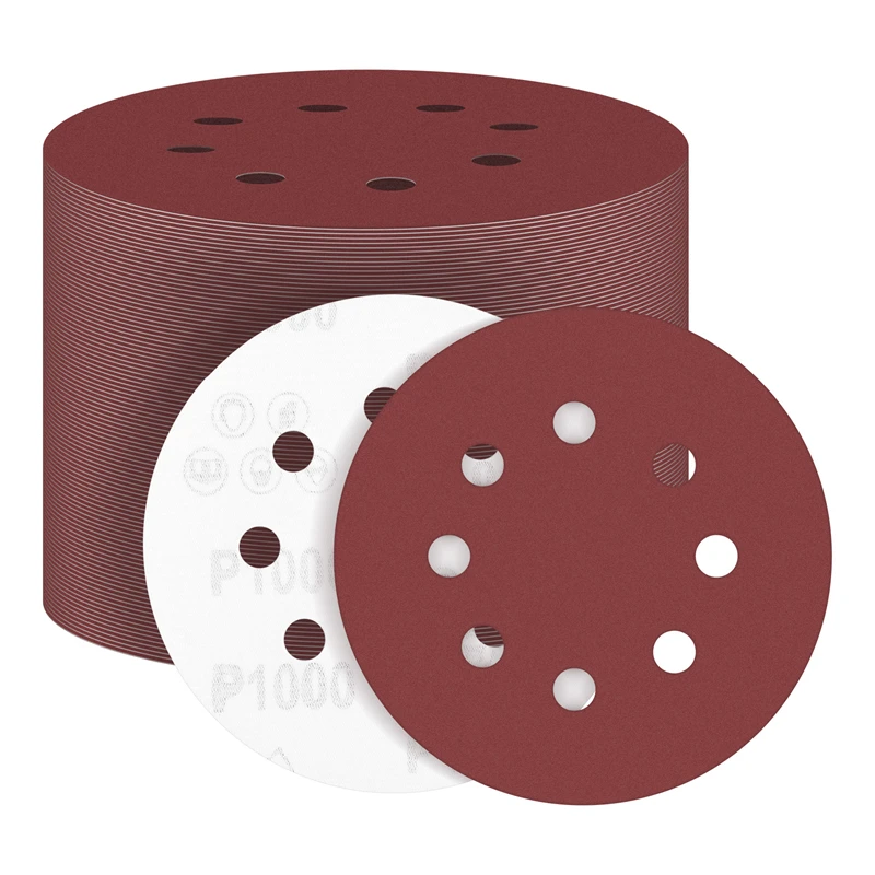 NEW-100 PCS 5 Inch 8 Holes Hook And Loop Sanding Disc Sandpaper, 20 Pcs Each Of 600 800 1000 1500 2000 Grits Sand Paper For Rand