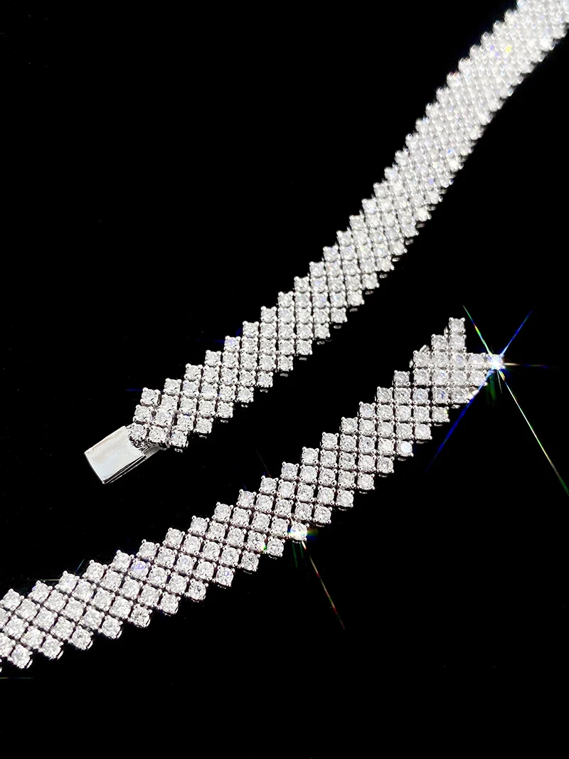 KUGG 100% 18K White Gold Bracelet Luxury Shiny Design 5.50carat Real Natural Diamond Bracelet for Women High Party Jewelry