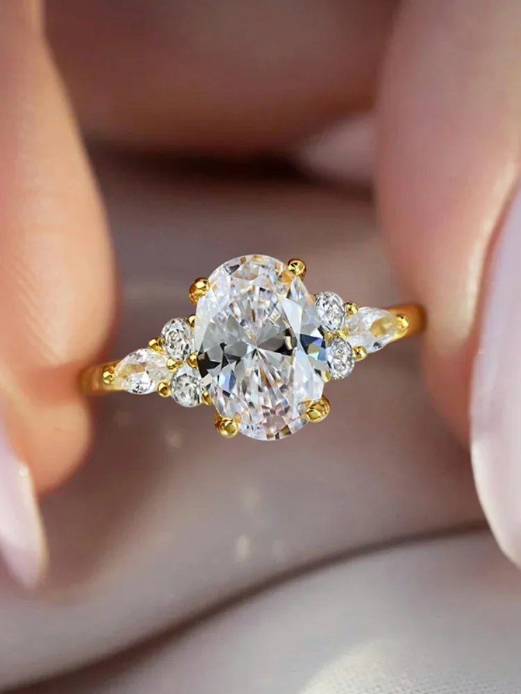 

Изысканное элегантное кольцо из стерлингового серебра 925 пробы с эллиптическим камнем в форме конского глаза для женщин, для помолвки и свадьбы, роскошное, высококачественное ювелирное изделие