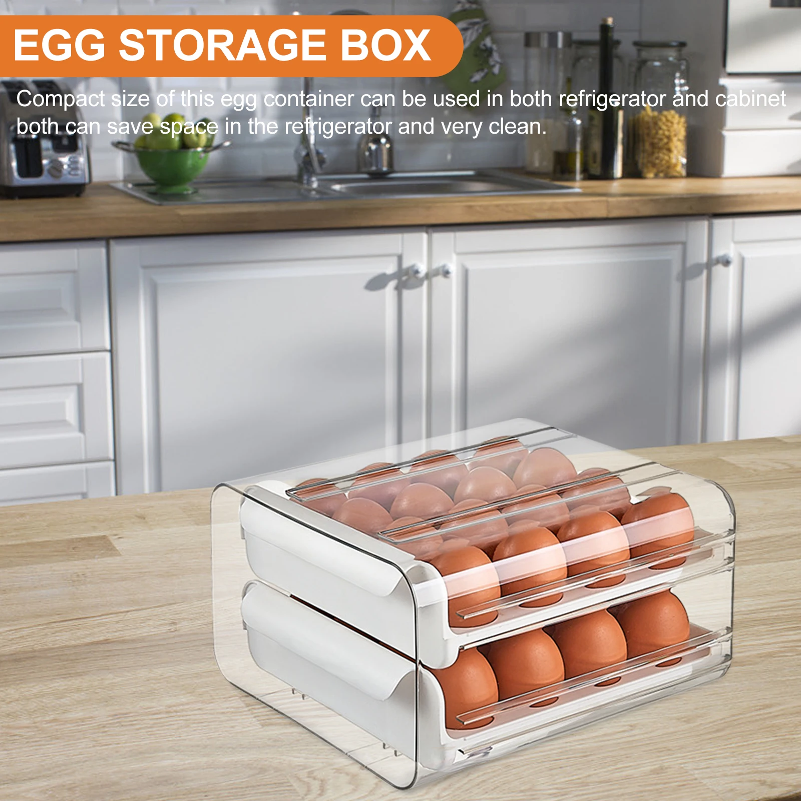 

Plastic Egg Storage Box High Capacity Container Compact Size Stable Holder Refrigerator Tray ganzier
